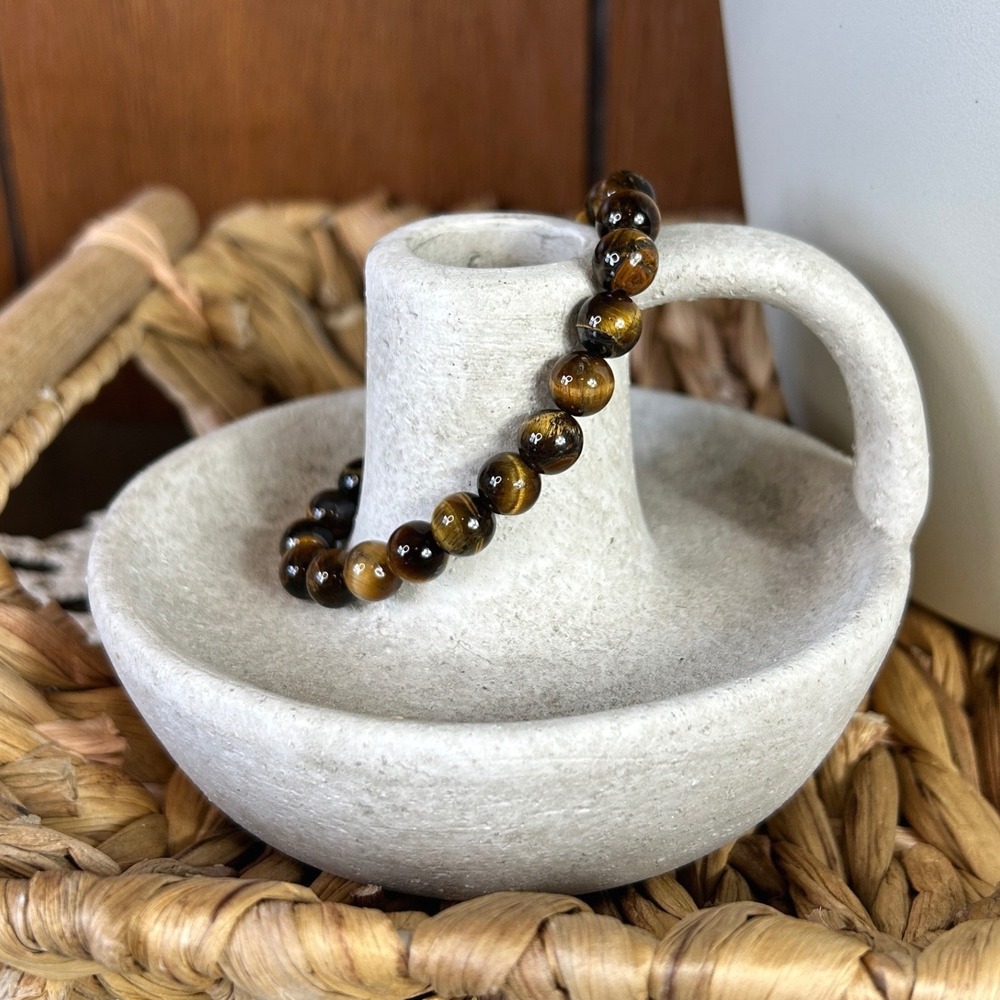 Natural Tiger Eye Beaded Bracelet‎ Stretch Gemstone Healing Crystal Boho